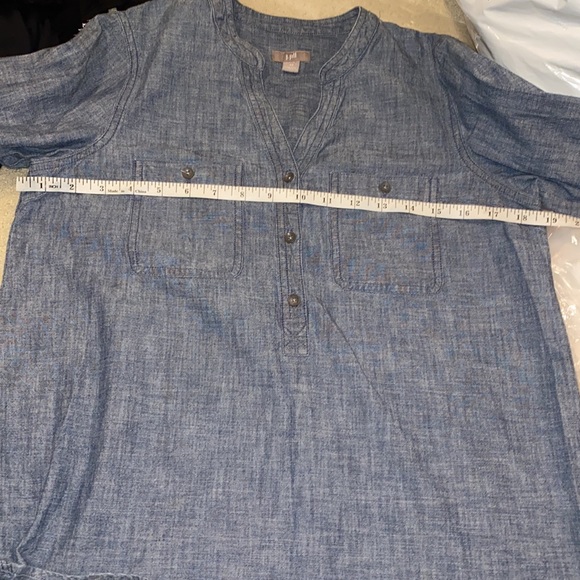 J.JILL Blue Denim Half Button Shirt - Picture 6 of 8